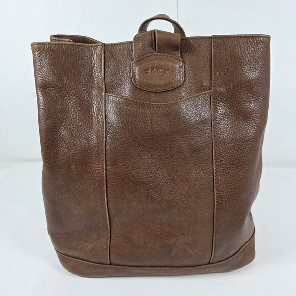 Vintage Orvis Brown Leather Backpack Boho Pebble Bullhide Handbag Purse - Picture 2 of 16